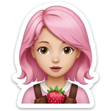 Girl with pink, brown and blonde hair neopolitan hair chocolate strawberry vanilla hair sticker