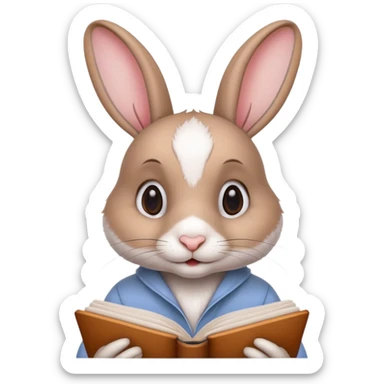rabbit studying langage sticker