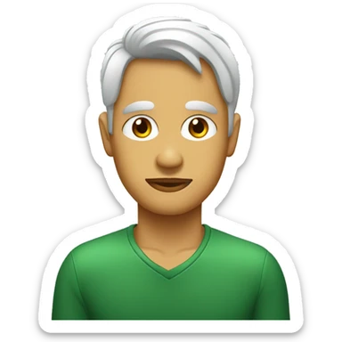 Chicó pelo ondulado ojos verdes con café tono de piel blanca  sticker