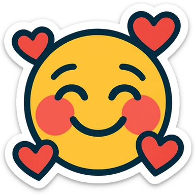 blushing face with hearts around it sticker