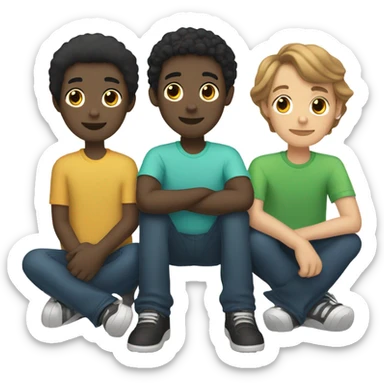 Black lab with two white teenage boys with brown hair  sticker