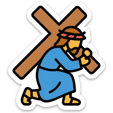 Jesus carrying the cross icon sticker