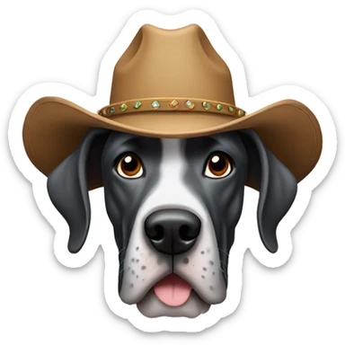 Great Dane in a cowboy hat sticker
