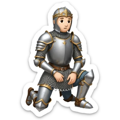 a kneeling knight looking to the ground sticker