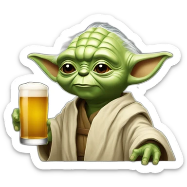 Yoda buvant une bière  sticker