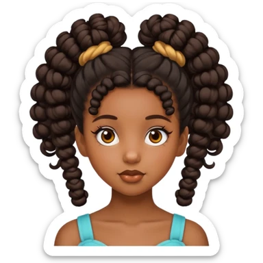 Black girl baddie with double Curly bun sticker