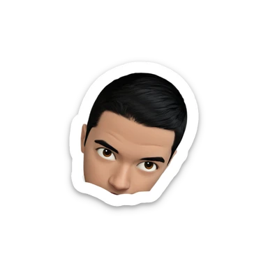 boy with black hair indoors sticker