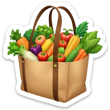 cartoon market bag. top view sticker