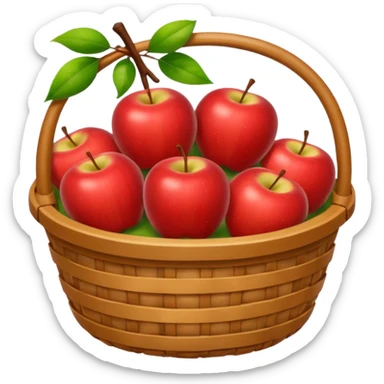 cozy basket of apples after apple picking ghibli style png sticker