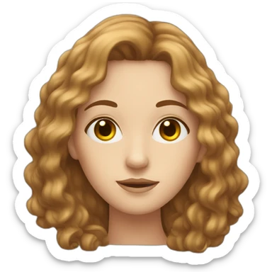 A white woman with brown wavy hair, a strand of hair covering the left eye. sticker