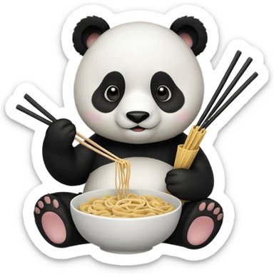 Panda eating noodles  sticker
