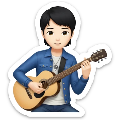 a kpop idol plying a guitar sticker