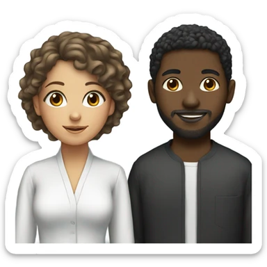 a muslim girl & a black guy with curly hair sticker