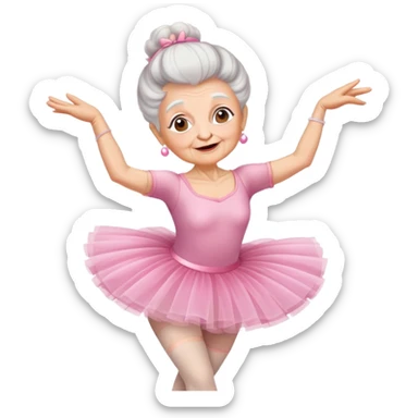 grandma in a pink tutu, dancing ballet sticker
