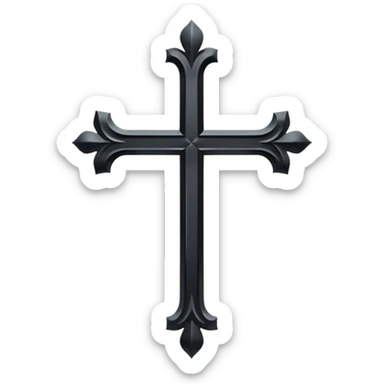 Minimal emoji, simple gothic cross forged from matte black metal, thick balanced proportions, fashion avant-garde minimalism, no decoration, no glow, no neon, flat emoji style, centered, transparent background sticker