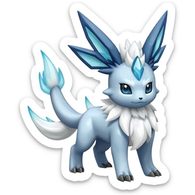 Fluffy ethereal celestial Kyurem-Glaceon-dialga-hybrid, full body sticker