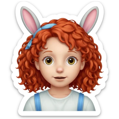 kid with braces bunny eared red haired curly big braces sticker