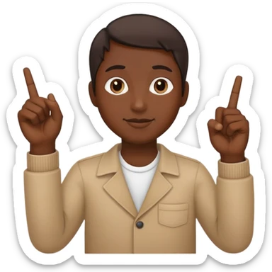 Dark skin tone holding index, middle and thumb fingers out sticker