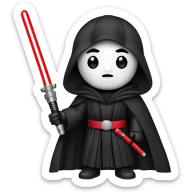 Oreo cookie with dark Sith lord robe and red lightsaber sticker