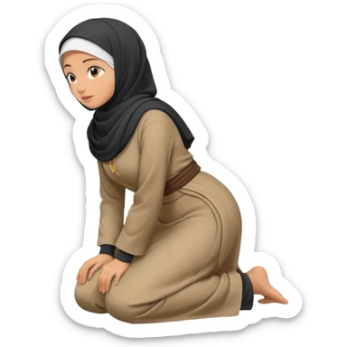Islamic Woman Kneeling prostrated side view sticker