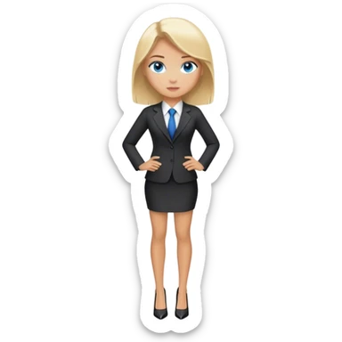 A blond girl blue eyes, Business Outfit, wearing black high heels, Whole body  sticker
