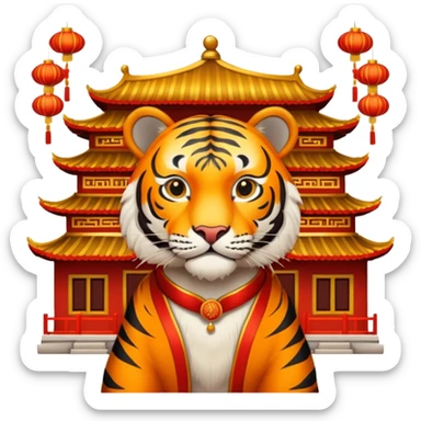 Chinese new year 老虎，我要有新年气氛的… 背景可以加屋子等吗 sticker