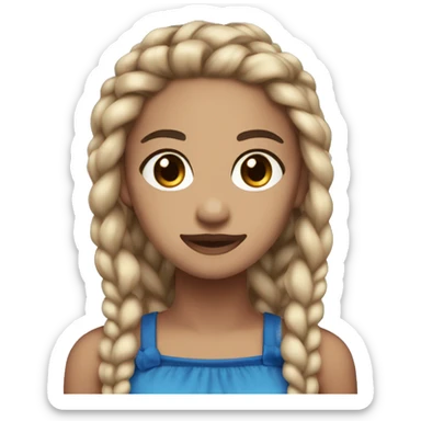 Light skin long blue braids brown eyes with a blue bow and a black crop top sticker