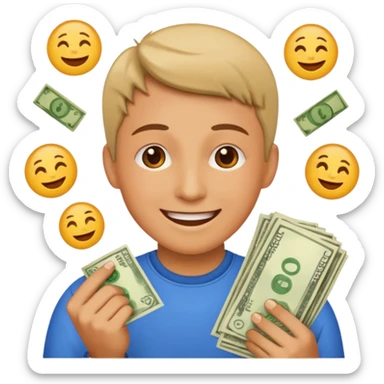 A caring parent counting money with family icons emoji sticker