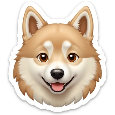 happy light cinnamon colored husky dog, pale tan sticker
