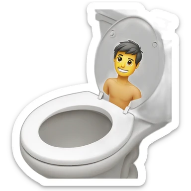 male head and neck sticking out of a toliet sticker