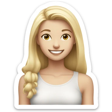 Blonde smiling girl with black and white cat indoors sticker
