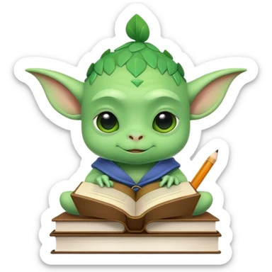Grogu studying books  sticker