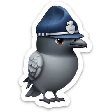 pigeon with police cap sticker