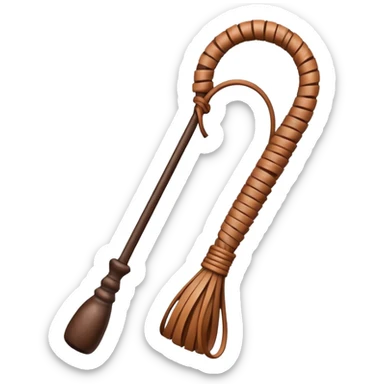 cowboy whip object icon, coiled leather whip, wooden handle, western style, 3D cartoon, mobile game icon style, centered, clean background, soft shadow, no text, no watermark
 sticker