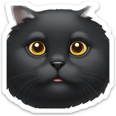 Black extremely fat cat surprised face  sticker