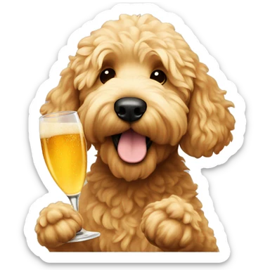 golden doodle toasting sticker