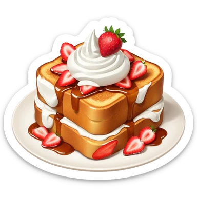 French toast with strawberry on top and whipped cream sticker