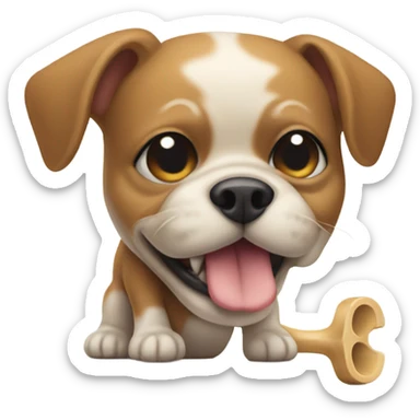 micro bully dog with a bone  sticker