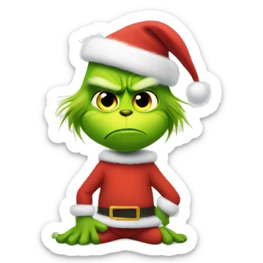 Grinch with Christmas tree sticker