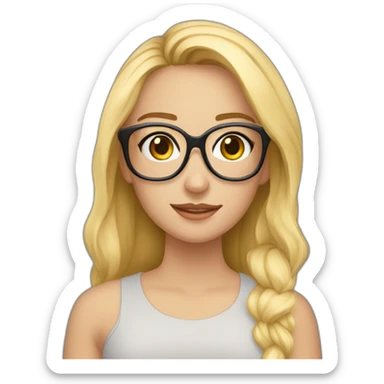 Alicia rubia media melena gafas sticker