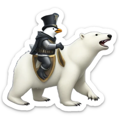 penguin knight riding a polar bear sticker