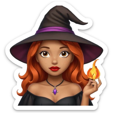 Pretty girl with Light brown skin and freckles dressed as a sexy Witch sticker