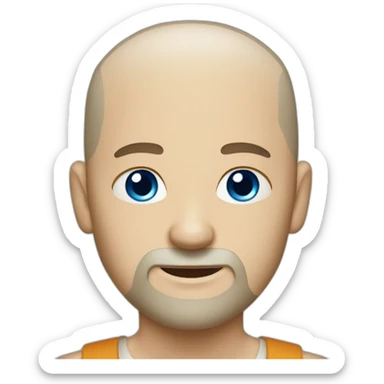 Shaved head man with short white beard and blue  eyes sticker