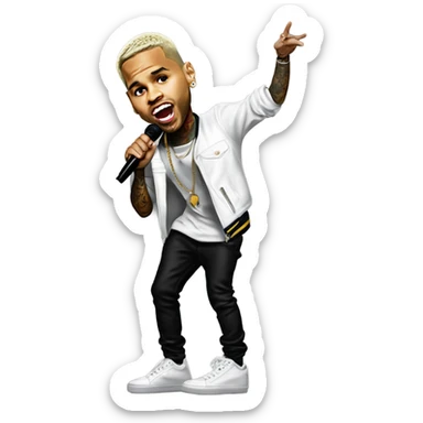 Hyper Realistic Chris Brown on stage singing  sticker