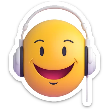 nodding smiley face wearing headphones sticker