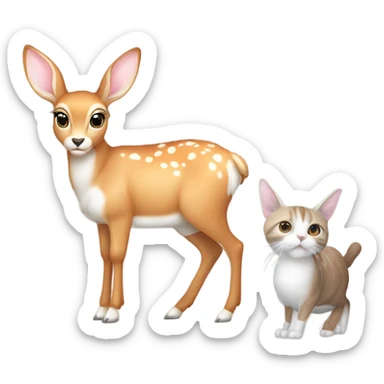 A deer and cat and bunny together sticker