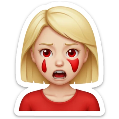 blonde girl emoji choking herself with anger sticker