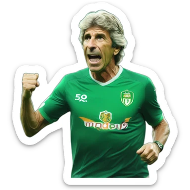 Hiperrealist Manuel pellegrini celebration goal with betis tshirt sticker