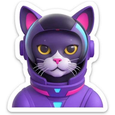 space cat with futuristic visor sticker