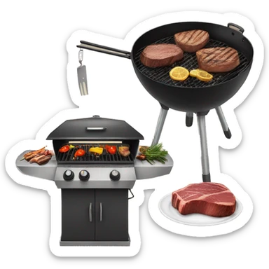 Singular Outdoor grill with steaks cooking on it sticker